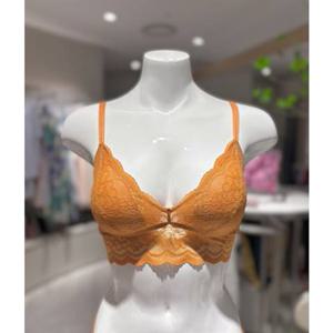 [바바라] 골드브라운 레이스 홑겹 삼각몰드 노와이어 브라렛(ABR4443)(GB)