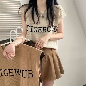 레터링 시스루 민소매니트 USLL-T113