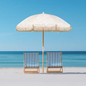 아이두젠 파라솔레 파라솔 대형 휴대용 비치 감성 캠핑 테슬 그늘막 면혼방 TC 원단 보타닉 베이지