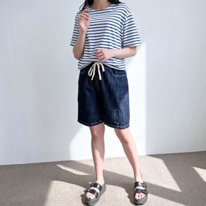 카르트 린넨 청 여자 반바지 OD-230523W 남녀공용청바지