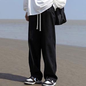 남자 일자 면팬츠 허리밴딩 끈 롤업 스트릿 캠퍼스룩 남자편한바지