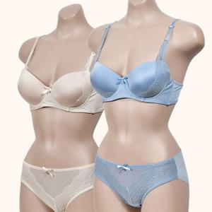 su(볼리쉬) 레이스 패턴 3/4컵 B컵 브라팬티 세트