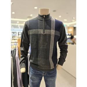 닥스 순모소재 빅체크 패턴 반집업 니트 티셔츠 (DLW1SWZU101G1)