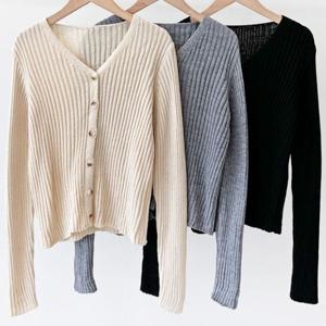 브이넥 골지니트가디건 DJJ5093 시스루