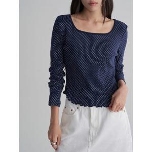 (125941MQBR) [에잇세컨즈] 도트 패턴 저지탑  네이비