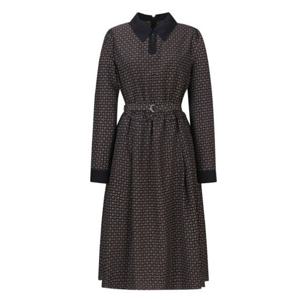 [씨]패턴 플리티드 배색 카라 원피스 SJOAI2510