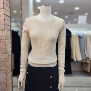 [JJ JIGOTT]JJ지고트 스퀘어넥 골지 짜임 니트 GMBR1PO34_DG