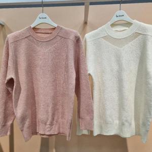 Destijl HC34 부드럽고 신축성좋은 앞시스룩망사 라운드니트스웨터 D2533sw09