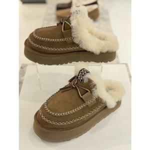 어그 UGG 양모 칼라 레더스트링 알파인 슬리퍼 1665303536 체스트넛