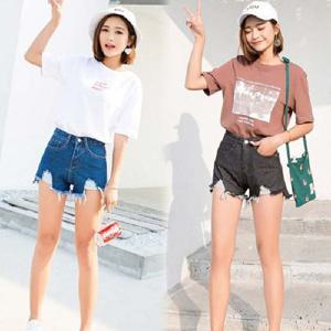 여자 여름 반바지 워싱 데님룩 핫팬츠 청코디 패션