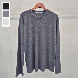 남자 간절기 골지 라운드 헨리넥 긴팔 니트 5C-KN-Q110-차콜