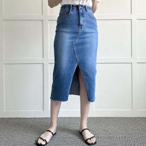 305P416S 데님스커트 밴딩 빅사이즈 여성큰옷 빅사이