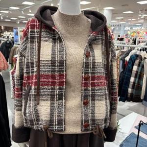 샐리 HC20 체크후드니트자켓 SP053010