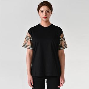 버버리 8043057 빈티지체크 오버핏 여성 반팔티셔츠 블랙