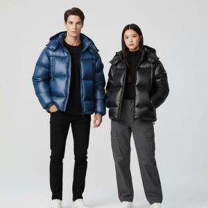 내셔널지오그래픽 오버사이즈 숏기장 후디 다운 패딩 점퍼 N244UDW080