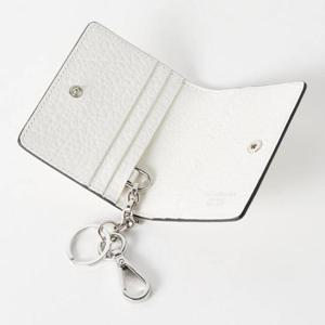 아크네 로고 키링 가죽 카드지갑 화이트 CG0246
