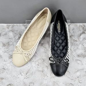 [탠디]패턴 콤비 리본 플랫슈즈 X2HS50IH59 G-BEIGE G-BLACK 4DC