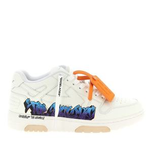 오프화이트 사이드 프린트 로고 태그 가죽 스니커즈 OMIA189S26