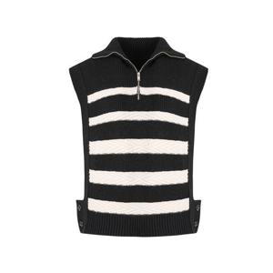 [크로커다일레이디]MARIO크로커다일레이디 스트라이프 반집업 니트 베스트 CLDWSW108