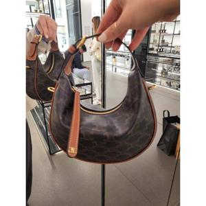 셀린느 룰루 틴 트리오페 캔버스 미니 호보백 숄더백 카프스킨 탄 120722FQM