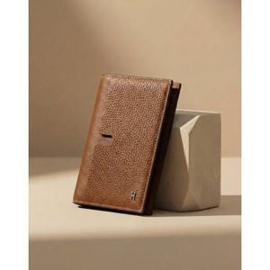 [H-아이덴티티] 브라운 소가죽 중지갑 HJWA6E062W2