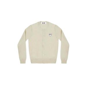 Play Comme des Garcons플레이 꼼데가르송 화이트 하트 니트 가디건 내츄럴 AZ-N065-051-3