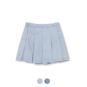 [폴햄키즈][폴햄키즈] 시그니처 여아 플리츠 데님 스커트_PKE2DR