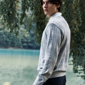 [힐크릭]남성골프웨어 골프니트 헨리 체크패턴 스웨터 1HCSWFU19