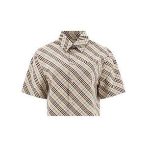 (명품) 버버리 크롭 체크 코튼 셔츠 반팔 810112