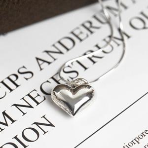 [폭스타일] [실버] 볼륨 하트 목걸이