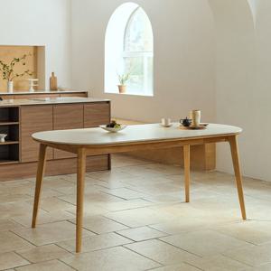 [다우닝] 노에뜨 오벌 원목 포세린 세라믹 1800 식탁