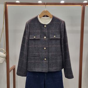 [무자크]헤링본체크노카라핸드메이드울자켓MQ1WJK03_GN