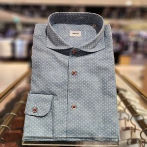 [레노마] 밴브루 수입원단 헤링본프린트 와이드카라 BJFSG1015BU