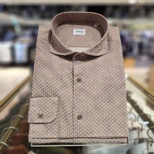 [레노마] 밴브루 수입원단 헤링본프린트 와이드카라 BJFSG1015BW