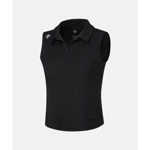 데상트 우먼스 카라형 골지 슬리브리스 블랙(SQ322PST72) SQ322PST72_BLK0 279162