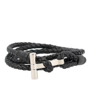 톰포드 브레이디드 가죽 T-바 더블 랩 팔찌 JM005ICL002S NAA