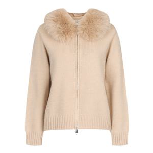 [샵앤][샵앤] 여성 탈부착 퍼 후드 집업 니트 가디건 NARU-WCD-2