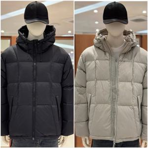 [버커루]남성 나일론 사각 퀄팅 후두 덕 다운 패딩_US