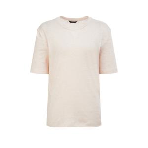 질스튜어트 뉴욕 여성 25SS 베이지 로고자수 린넨 반팔티셔츠 WJTS5B010I1