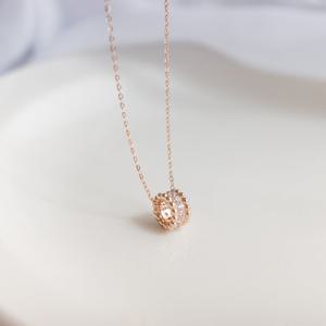 오팔하우스 14k 밀그레인 큐빅 목걸이 OPDJN6110