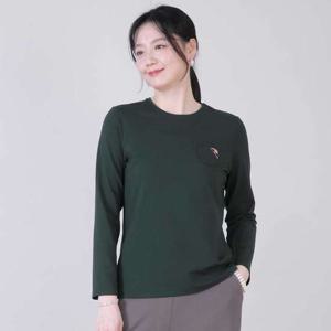 애비뉴투지 엄마옷 코트나 기모 체크배색 포켓 여성 겨울 긴팔 단색 티셔츠 A01621