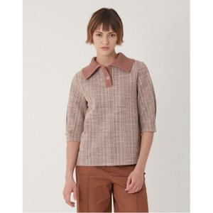 [올리비아로렌][비밀특가] 트위드 블라우스형 티셔츠_VOCAL3F731