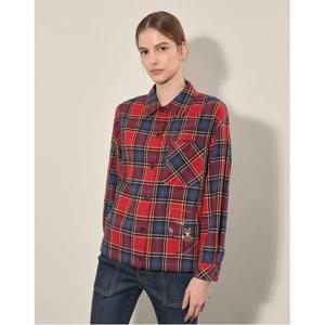 [올리비아로렌][비밀특가] 자수 체크 블라우스_VVBNL4F7461