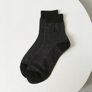 [헤지스] 남성 체크 면혼방 중목양말 HZSS6E205BK