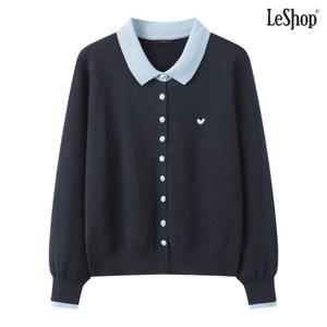 [르샵]하트 자수 포인트 배색 니트 가디건 (DQ1CK006A)