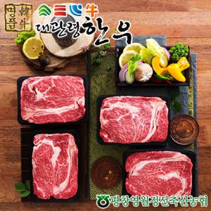 [대관령한우] 1++등급(근내지방도7이상) 눈꽃등심세트1호(1.6kg)400gx4팩