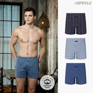 바운스 순면 트렁크팬티 남성사각속옷 3종세트