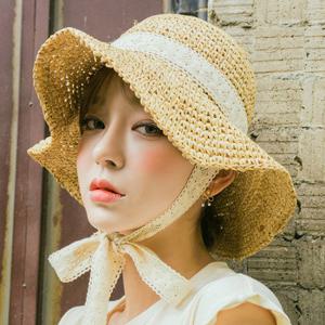 레이스 밀짚모자 여름모자 여성모자 썬캡 벙거지 파나마 버킷햇