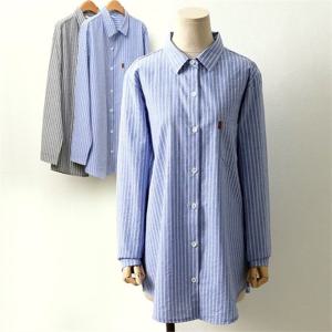 [시드마켓]빈티지 스트라이프 패치 남방 1108825S 빅사이즈 여성