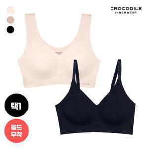 [크로커다일] 뉴 라이크라 쉘론 몰드부착 V넥/스트랩 심리스브라 1종 택1